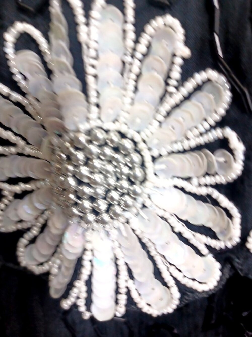 Pure Silk Black White Floral Hand Beaded Women M Vintage Evening Dress & Jacket - Picture 12 of 16